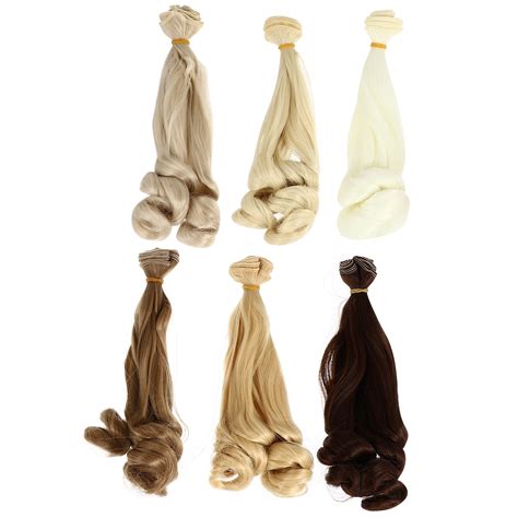 6 Pcs Doll Wig Making Material Curly Human Hair Movable Handcraft Wefts