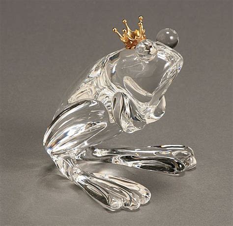 Lot Steuben 18 Karat Gold And Clear Glass Frog Prince Paperweight