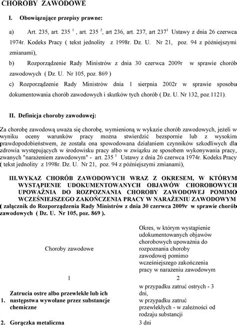 Choroby Zawodowe I Obowi Zuj Ce Przepisy Prawne Pdf Darmowe Pobieranie