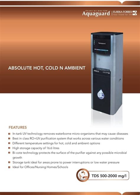 Aquaguard Absolute Hot N Ambient N Cold RO UV Water Purifier At Cold Water Dispenser