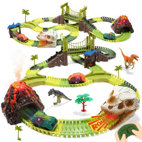 Buy HOLYFUNDinosaur Race Car Tracks Toy Train Set Tracks Car Track