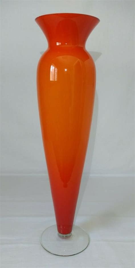 Orange Red Flameglow Art Glass Vase