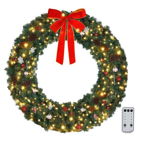 Vingli 48 Inch Pre Lit Artificial Christmas Wreath Ourdoor Christmas Wreath