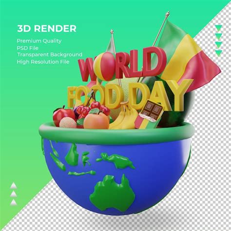 3d dia mundial da alimentação mali renderizando a vista direita PSD