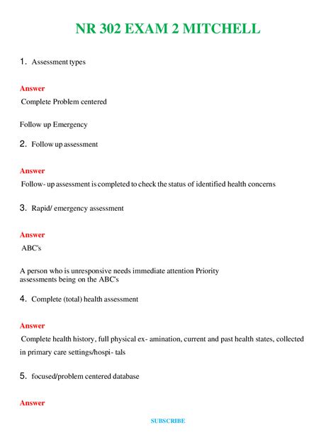 NR 302 Latest 2024 2025 Exam 2 Health Assessment MITCHELL