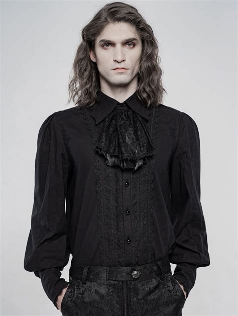 Black Vintage Gothic Gorgeous Court Long Sleeve Shirt For Men Gothic