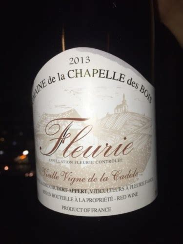 2020 La Chapelle des Bois Cuvée Vieille Vigne de la Cadole Fleurie