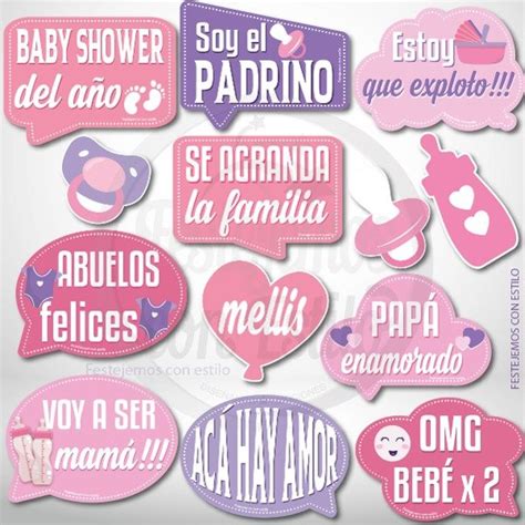 Photo Props Imprimible Baby Shower Mellizos Nena Festejemos Con Estilo