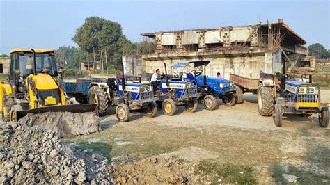 Jcb Dx Backhoe Machine Tractor Stuck In Mud Sonalika Sikandar Swaraj