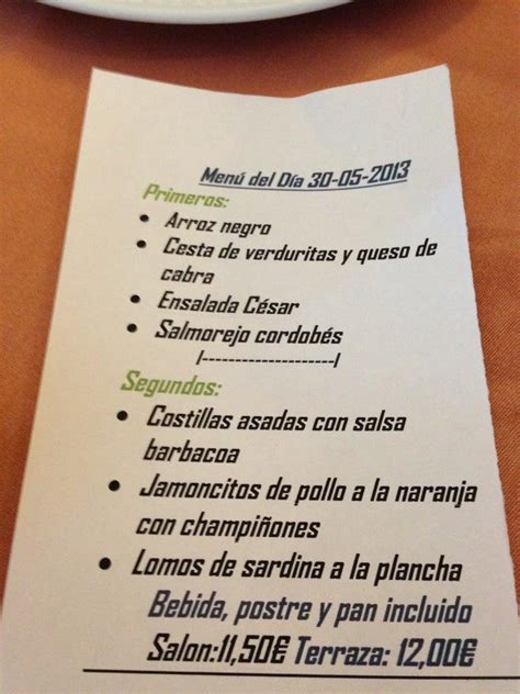 Carta Del Restaurante La Garnacha Coslada