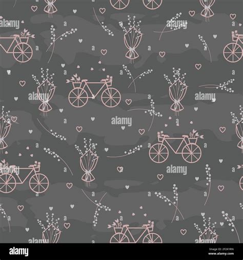 Bicycles And Flower Stems And Bouquet Seamless Repeating Pattern Part 2