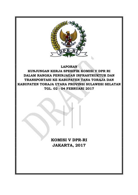 Pdf Laporan Kunjungan Kerja Spesifik Komisi V Dpr Ri Kesimpulan