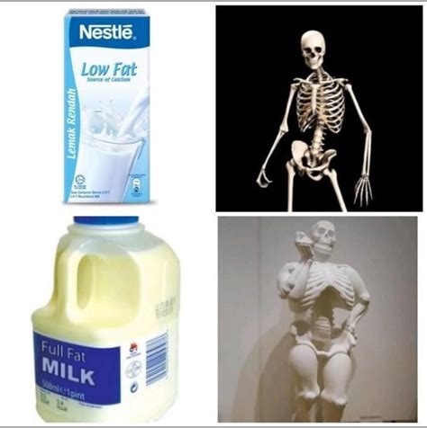 A Bottle Of Milk Next To A Photo Of A Skeleton