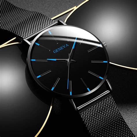 Reloj hombre minimalista dos homens ultra fino relógios de aço