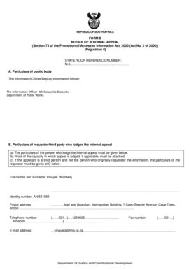 Fillable Online Form B Notice Of Internal Appeal Section Of The