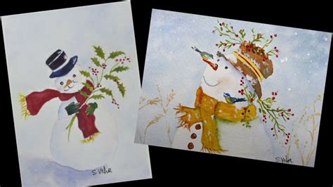 Tuto Aquarelle Cartes De Voeux Le Bonhomme De Neige Dessin