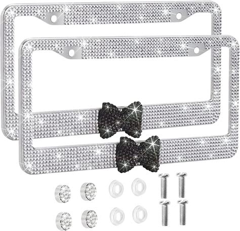 2 Pack Bling License Plate Frame，handcrafted Bling