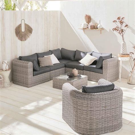 Seater Round Rattan Garden Sofa Set Charcoal Grey Sweeek