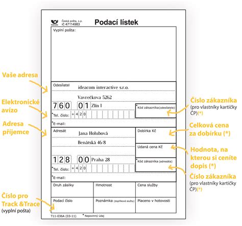 Doporučený dopis a podací lístek Listonoška cz