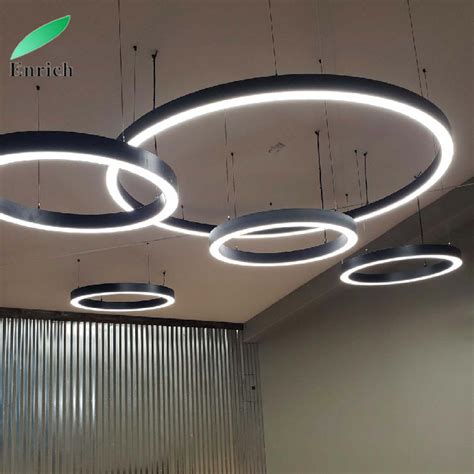 Modern Aluminum Circle LED Pendant Light 60mm Width Bendable Curved