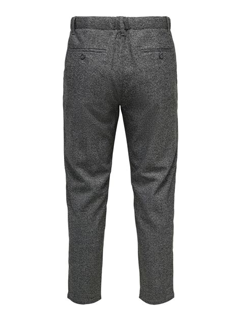 Pantalones Chinos Corte Tapered Cropped Gris Intermedio Only And Sons®