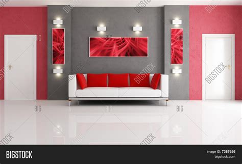 Grey Red Living Room Image & Photo (Free Trial) | Bigstock