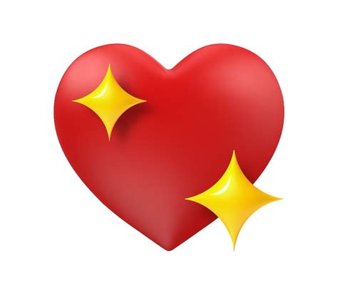 Premium Vector | Sparkling heart emoji 3d red heart and yellow sparkles ...