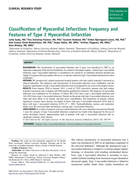 Pdf Classification Of Myocardial Infarction Frequency And Features