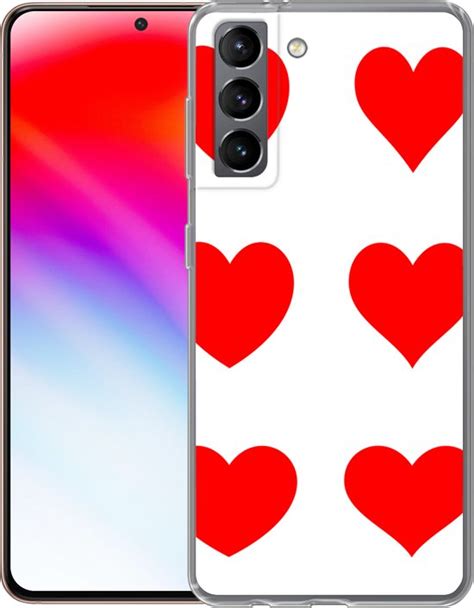 Samsung Galaxy S21 Hoesje Een Illustratie Met Negen Rode Hartjes Siliconen