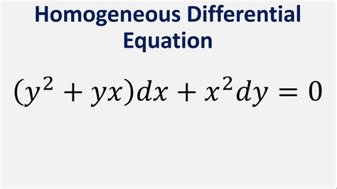 Homogeneous Differential Equation Y 2 Yx Dx X 2 Dy 0 Youtube