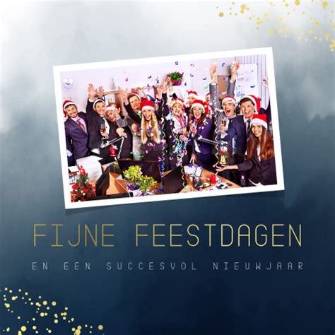 Zakelijke Goudfolie Kerstkaart Met Foto En Vuurwerk