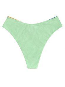 Ribbed High Leg Bikini Bottom In Green Zaful