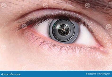 Camera Lens Inside The Eye Stock Photo Image Of Brown