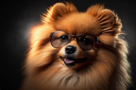 Un Perro Pomerania Con Gafas De Sol Foto Premium