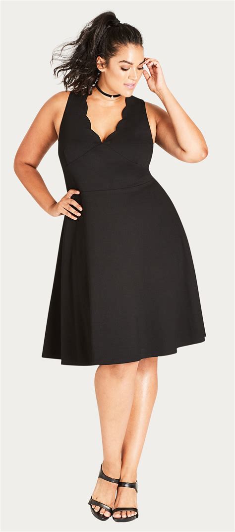 Plus Size Scallop Fit And Flare Dress Fit Flare Dress Scalloped Dress