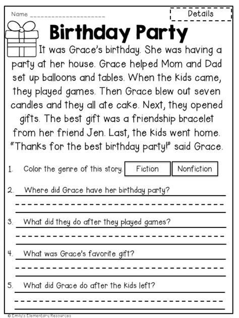 Reading Comprehension Wh Questions Worksheets