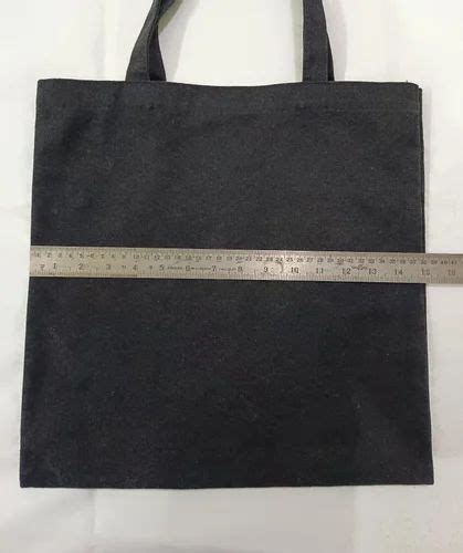 Printed Loop Handle Black Cotton Canvas Tote Bag Kgs Size