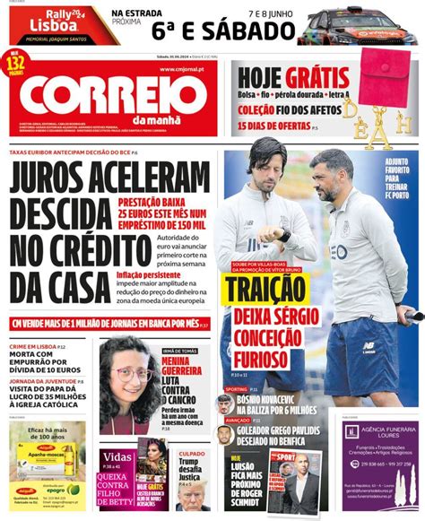 Capa Correio da Manhã 1 junho 2024 capasjornais pt