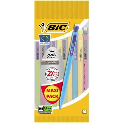 BIC Matic Fun Porte Mines 0 7 Mm HB Couleurs Assorties Pochette De