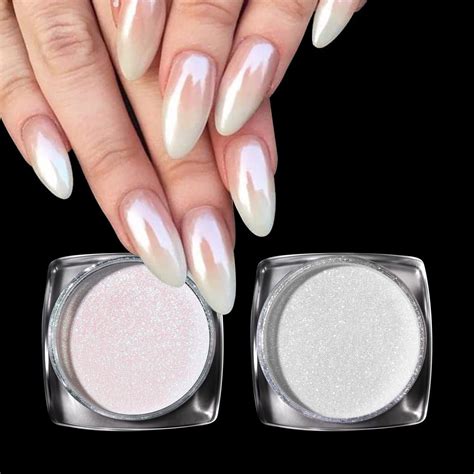 Amazon PrettyDiva Aurora Chrome Nail Powder White Pearl Chrome