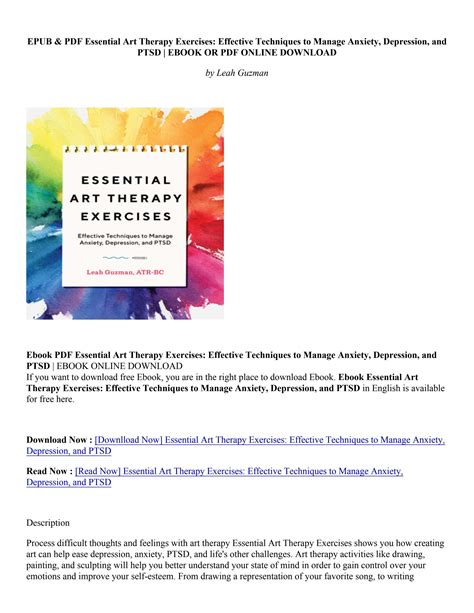 (PDF Download) Essential Art Therapy Exercises: Effective Techniques to Manage Anxiety ...