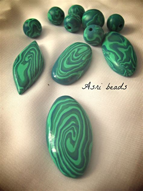 Faux Malachite Wannabe Polymer Clay Beads Paper Beads Clay Beads