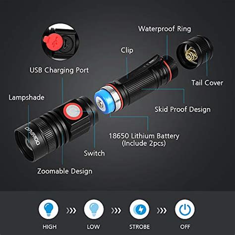 Rechargeable Flashlight Led Tactical Flashlight Include Battery Cree