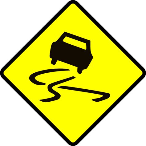 Slippery when wet caution sign vector image | Free SVG