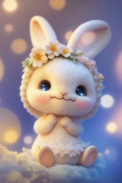 A Bunny With A Flower Crown Premium AI Generated Image