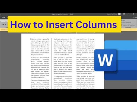 How To Insert Columns In Word How To Divide Page Into Columns In