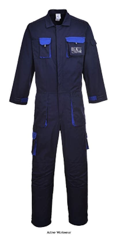 Texo Contrast Zipped Coverall Boiler Suit With Kneepad Pockets Portwest