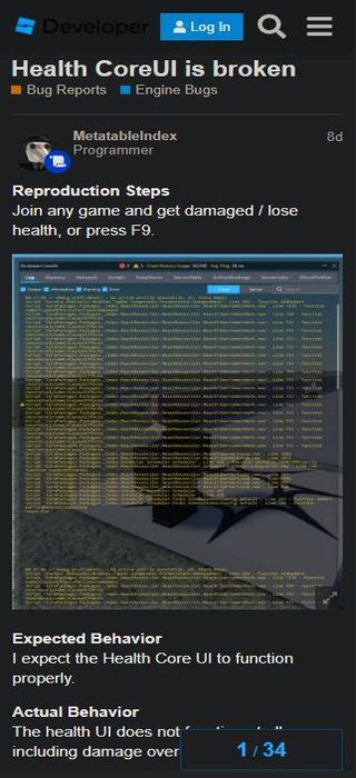 Roblox Players Unable To See Their Health Bar Due To Broken Health Core Ui