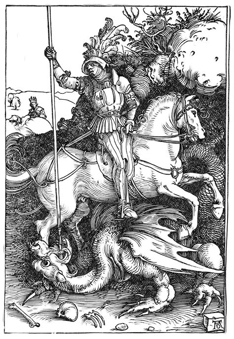 Saint George Killing The Dragon Catholic Coloring Page