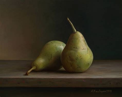 Two Pears Painting By Albert Kechyan Saatchi Art